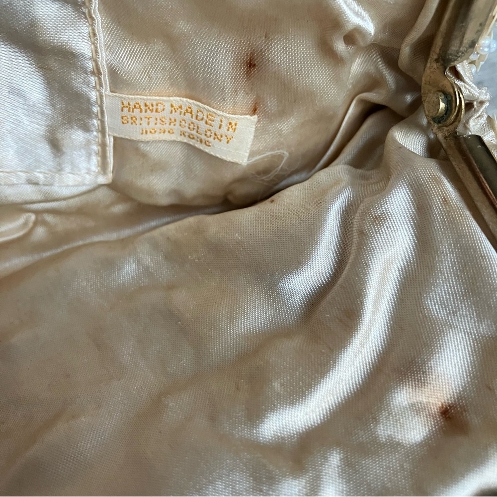 Vintage Handmade Pearl Micro-Beaded Sequined Clutch Evening Purse - Picture 7 of 9